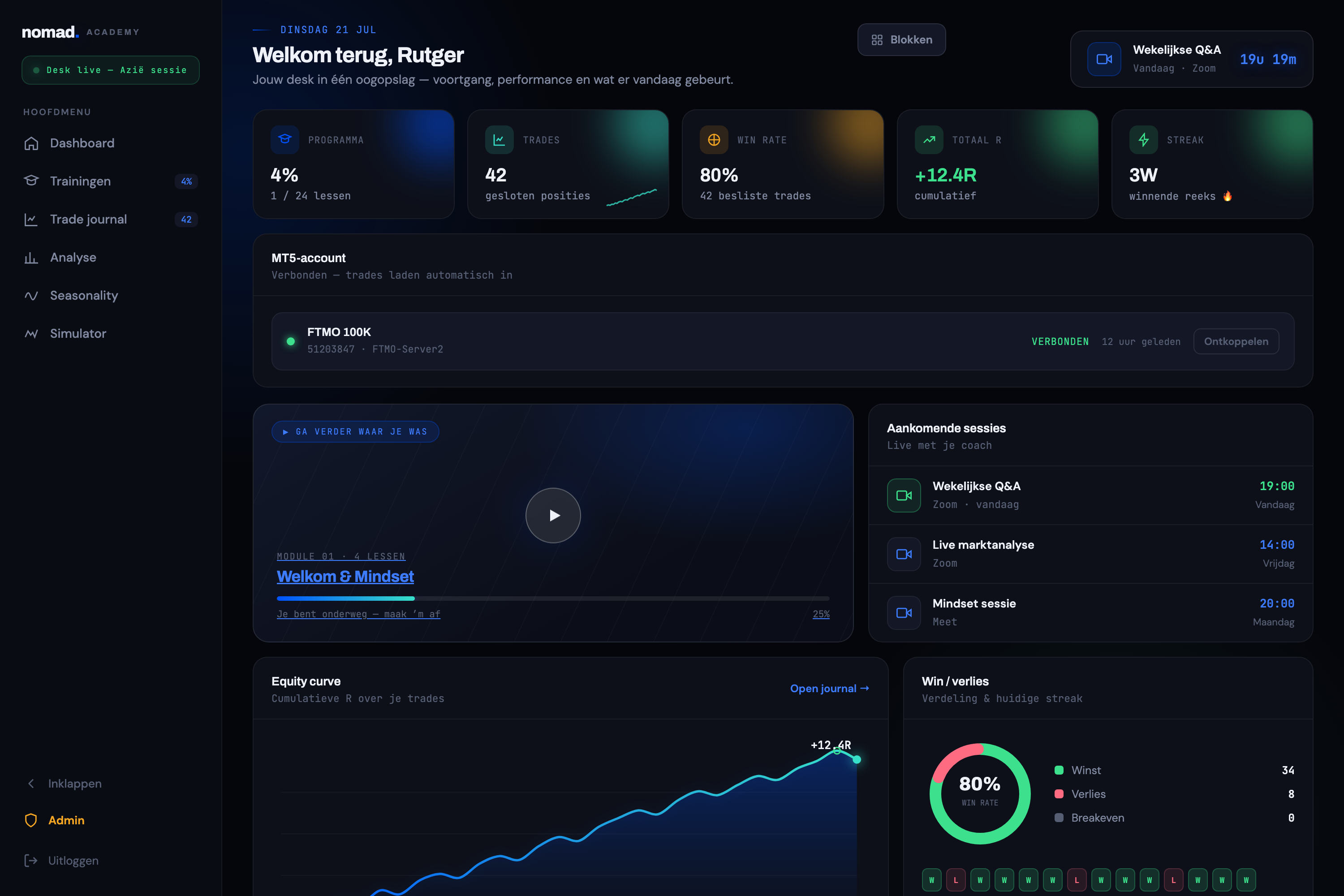 NOMAD Academy dashboard